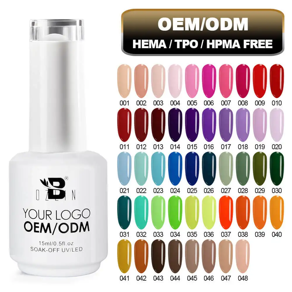 Bozlin 48 Color 15ml Soak Off UV LED One Step Gel Nail Polish HEMA HPMA Free 1