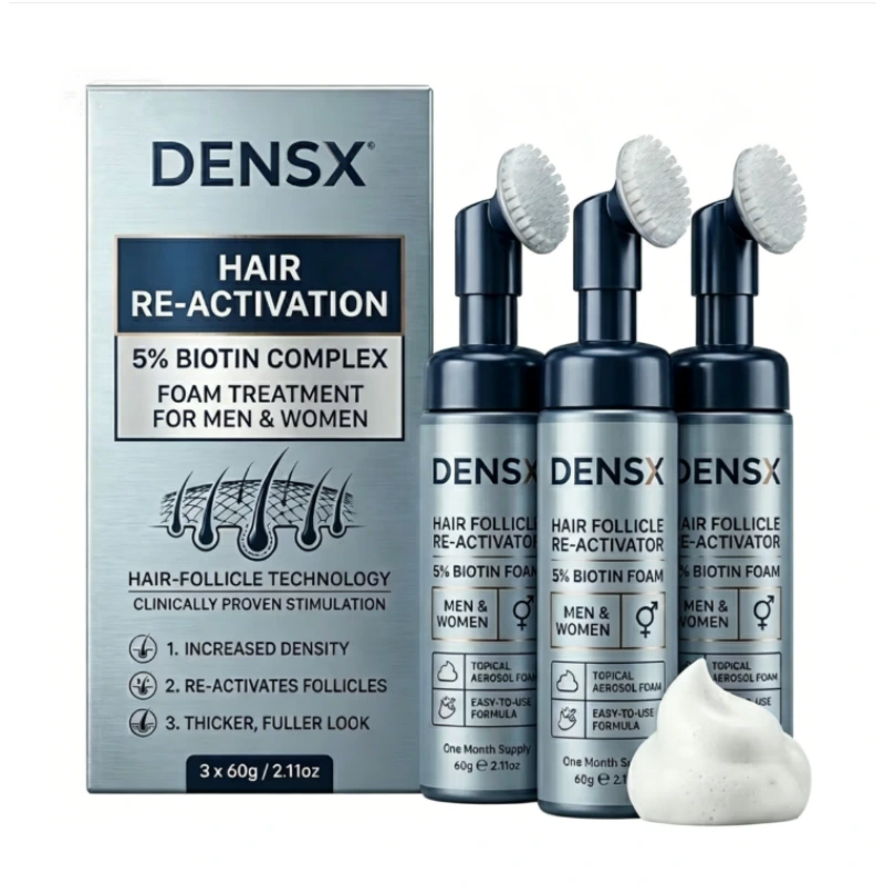 Espuma nutritiva 2 em 1 com 5% de biotina para crescimento e prevenção da queda de cabelo, unissex, com escova aplicadora. 1