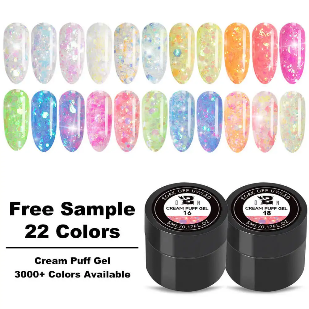 Bozlin 22 Colors Sequin Glitter Gel Polish 5ml Soak Off UV LED Nail Gel 1