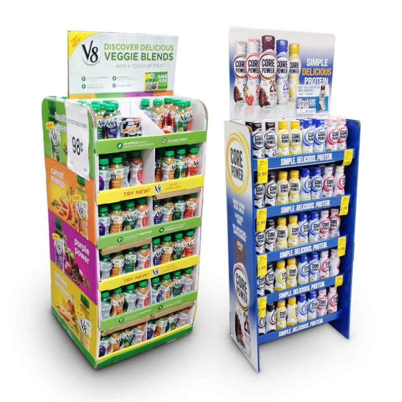 Custom Pop Floor Retail Display Stand Corrugated Cardboard Candy Food Beverages Rack 1
