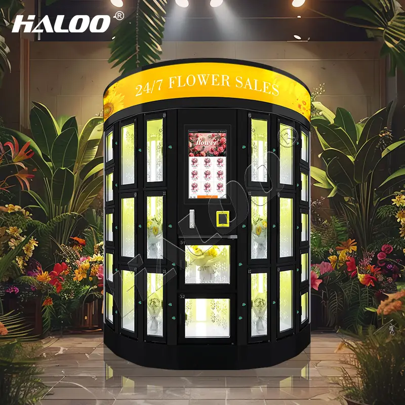 Haloo Flower Vending Machine Auto Door Function Keep Machine Inside Cooler Keep Flower Fresh 24 Hour Work For Purchase Factory 1