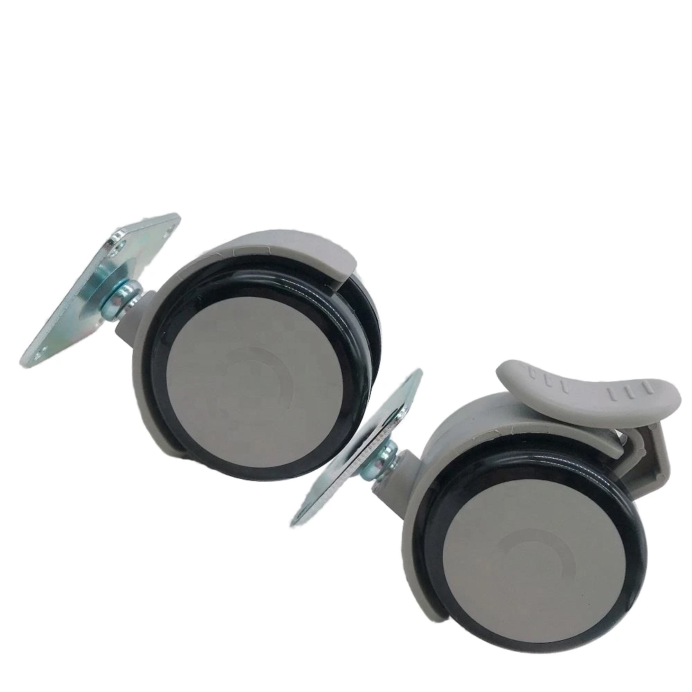 Small 2 Inch 50mm Noiseless Nylon Core Tpu Castor Medical Equipment Twin Caster Wheel 1