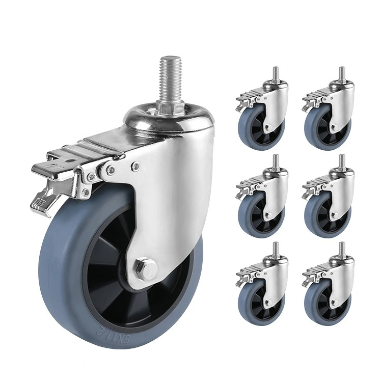 Factory Price 5inch Industry Tpr Caster Wheel Double Ball Bearing Swivel With Brake Caster Mid Heavy Duty1 1