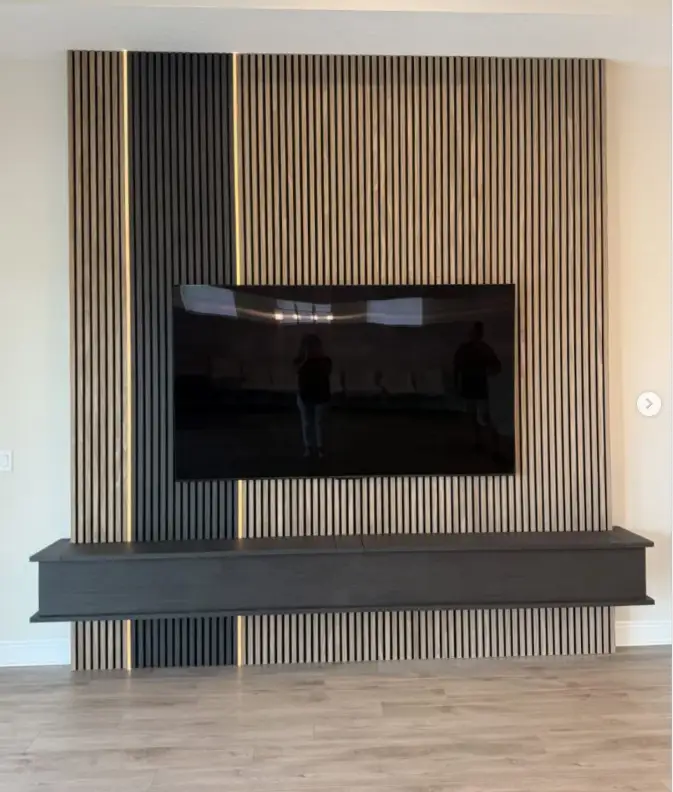 MDF Wave Board 3D Wood Veneer Flexible Acoustic Slat Wall Panel for Hall 1