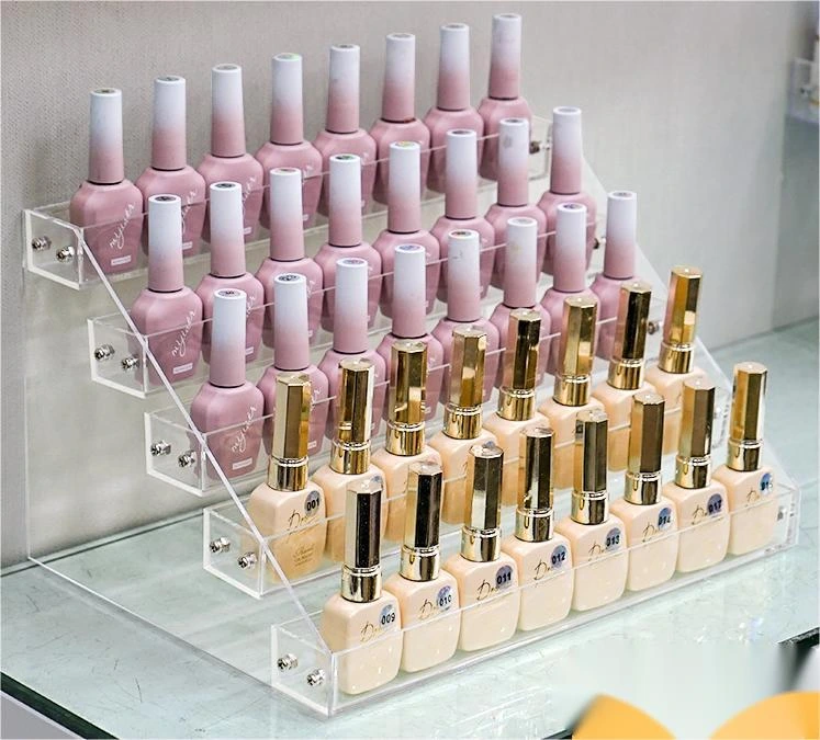 取り外し可能な6段透明アクリル製ネイルポリッシュオーガナイザーディスプレイホルダー 1
