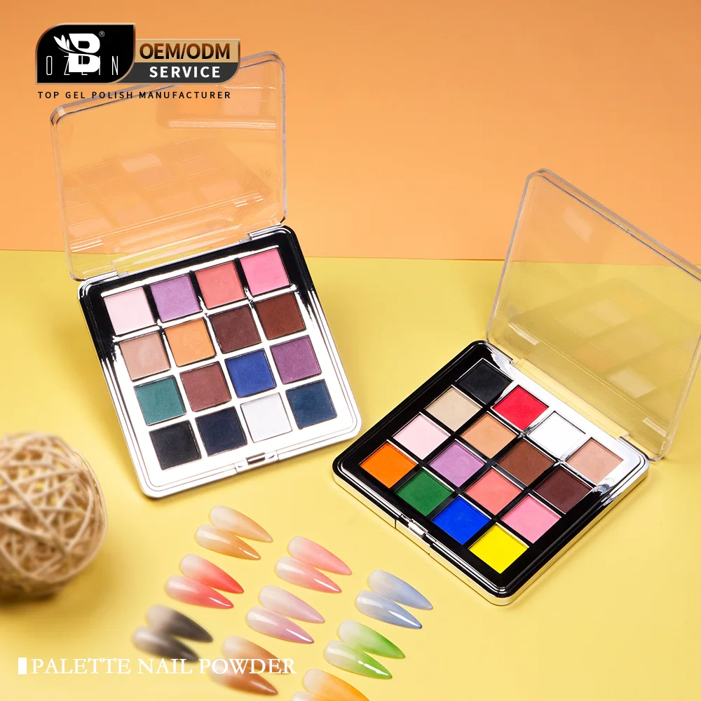 Bozlin 16-Color Gradient Nail Powder Palette for Nail Art Bulk Wholesale 1