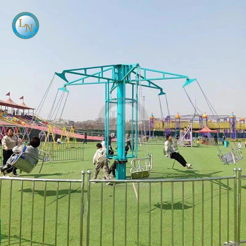 New Design Manual Flying Chairs Ride -6-Seat Rope-Pull Spinning Swing 1