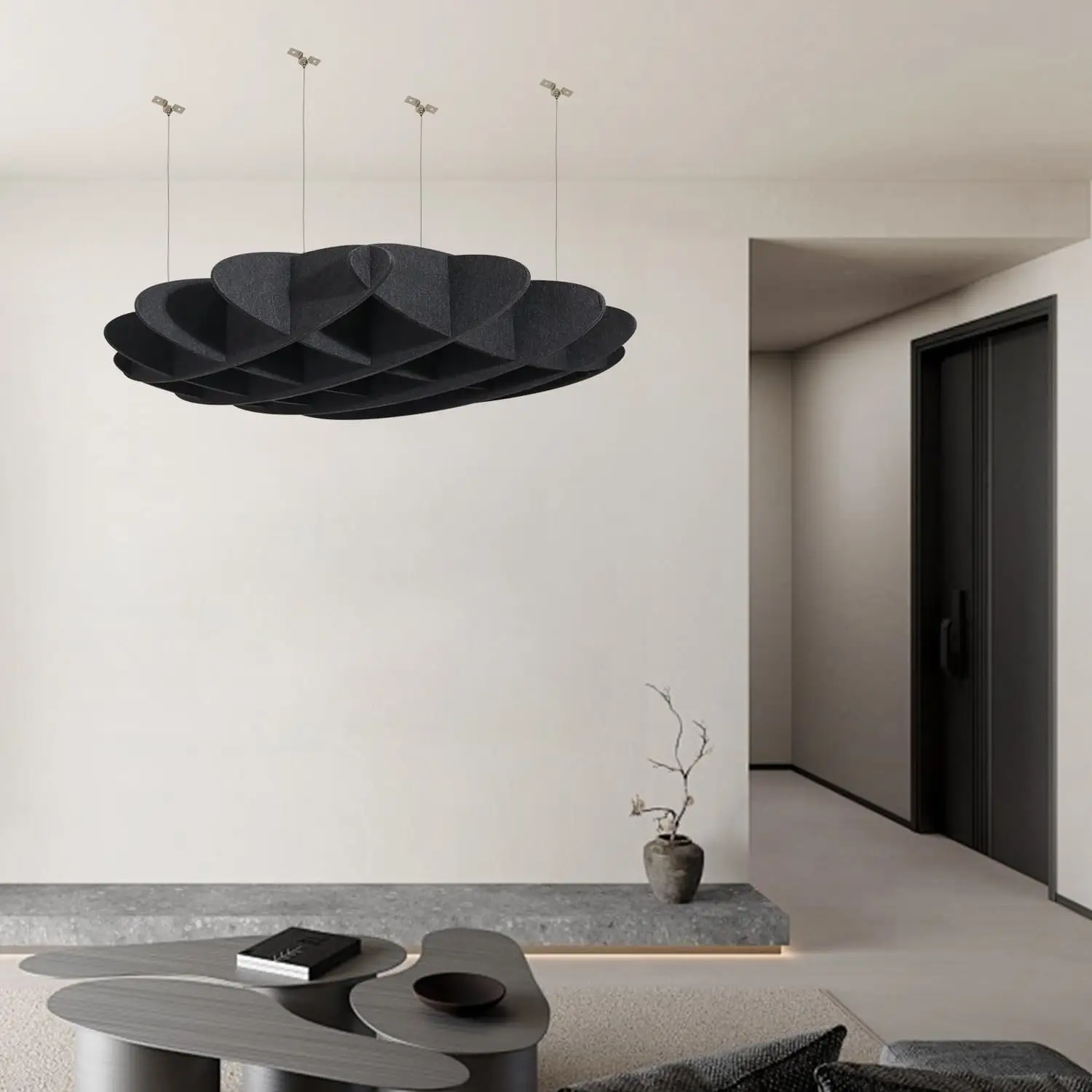 פאנלים אקוסטיים לתקרה עם תו תקן FSC ידידותיים לסביבה לבידוד קול 1