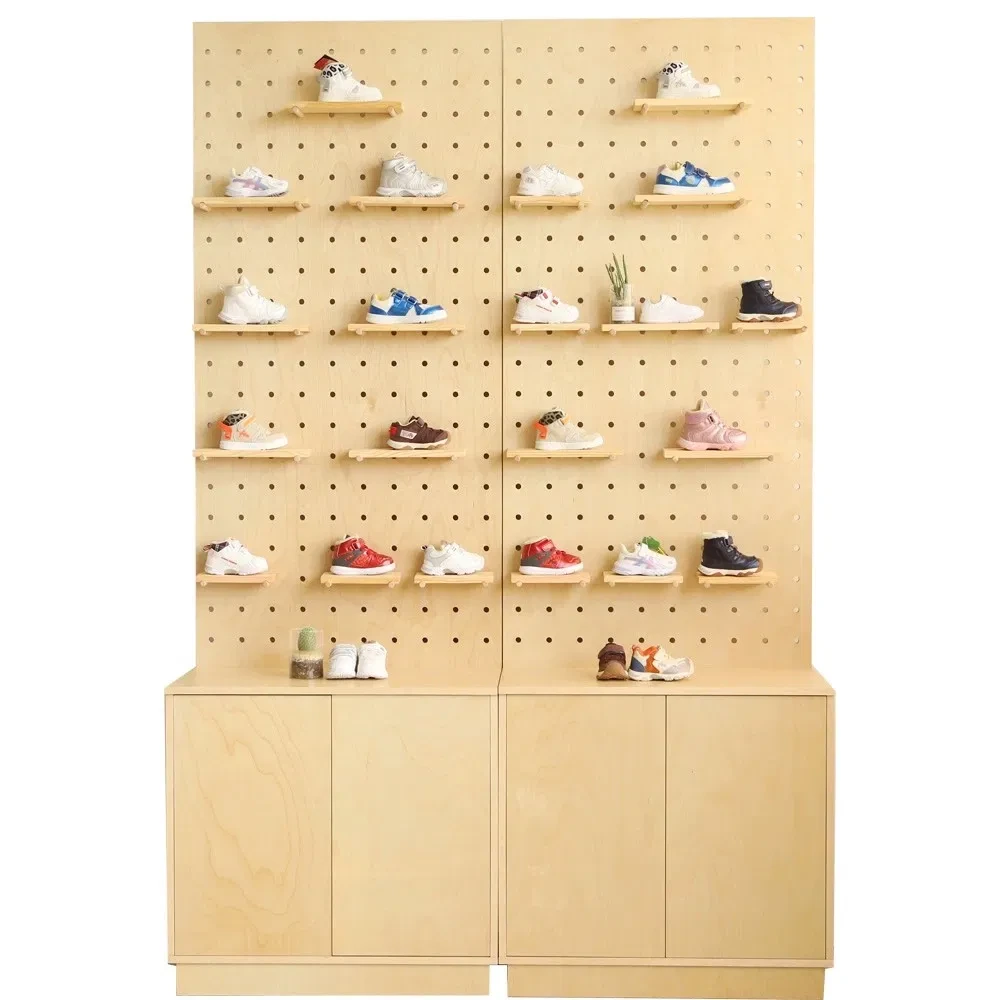 Wooden Pegboard Modular Display Organization Storage Wall Hooks Shelf Display 1