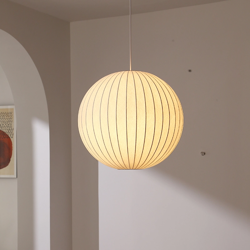 Lustre suspendu moderne en soie LED style wabi-sabi, luminaire design pour intérieur de cuisine/salle à manger résidentiel 1