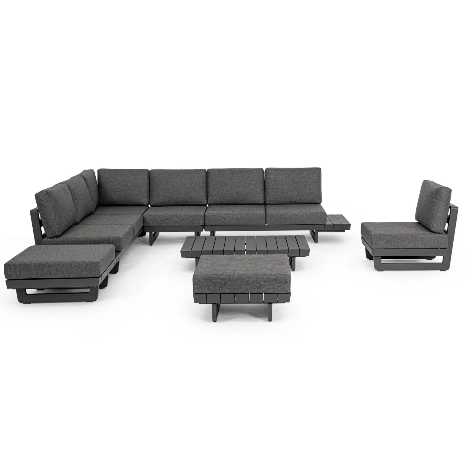 Luxury Baroque Hotel Furniture Aluminium Outdoor Sofa With Coffee Table Patio L-shape Seating Group Garden Lounge Sofa 1