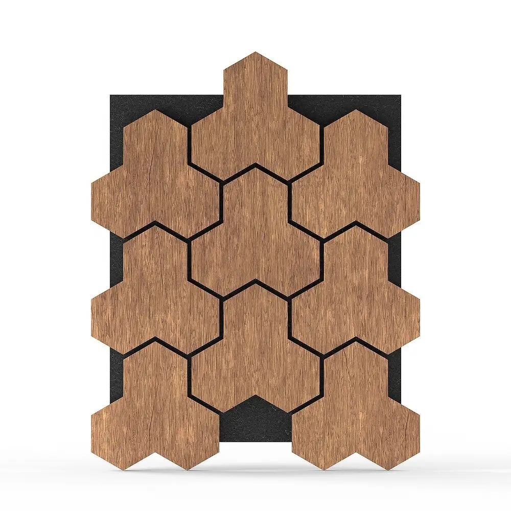 3D akoestische houten lamellenwandpanelen - Decoratieve geluidsisolerende panelen van echt hout 1