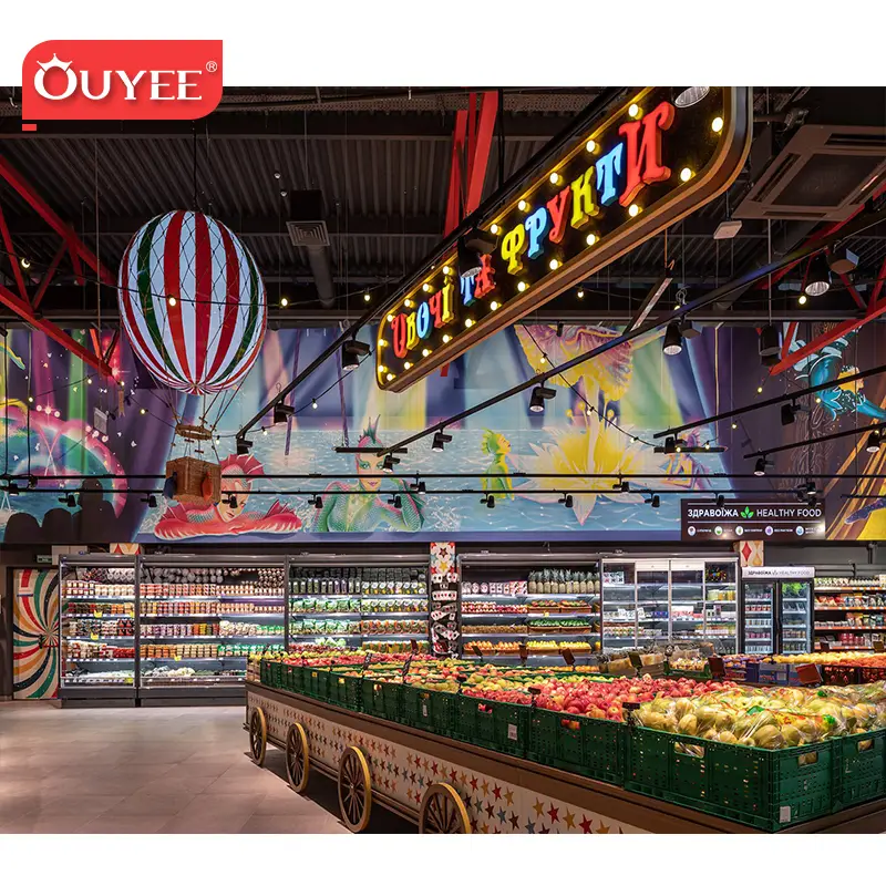 Prateleiras metálicas tipo gôndola para supermercado, expositores para mercearias. 1