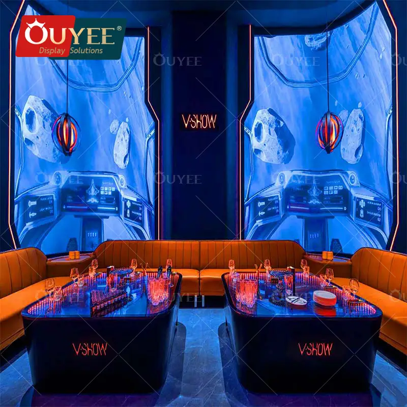 بار جداري مزين بإضاءة LED من الأكريليك على شكل فقاعات، طاولة بار، أثاث بار ملهى ليلي، كاريوكي 1