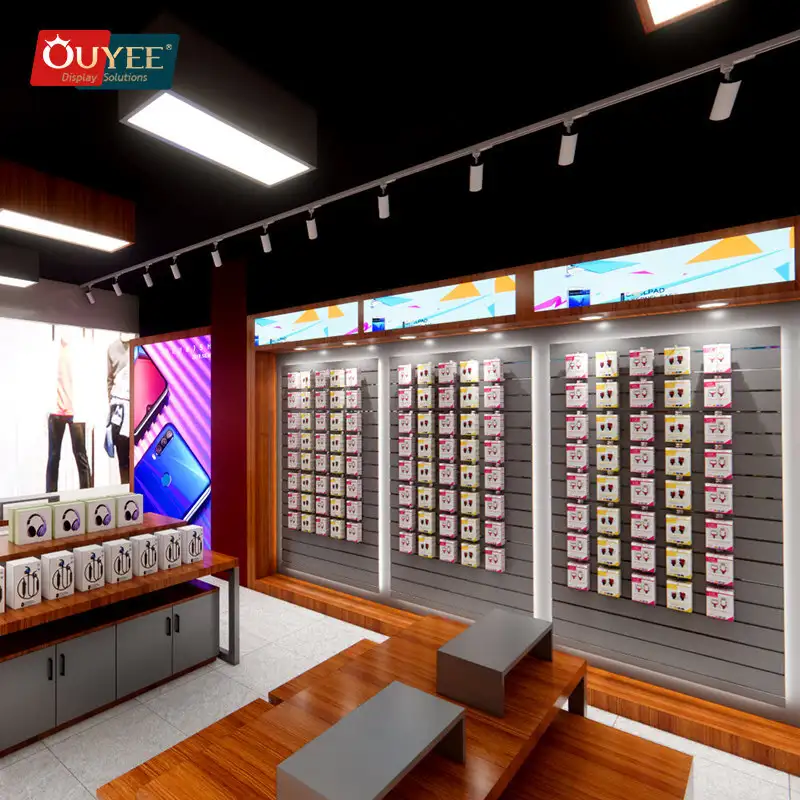 تجهيزات متجر الهواتف المحمولة، واجهات عرض جدارية، حوامل حافظات الهواتف 1