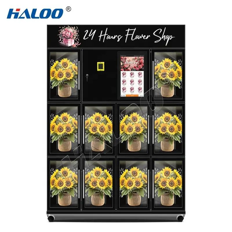 ماكينة بيع هالو 10 خزائن كبيرة زهور طازجة بدرجة حرارة منخفضة ماكينة زهور مبردة ماكينة بيع زهور طازجة 1