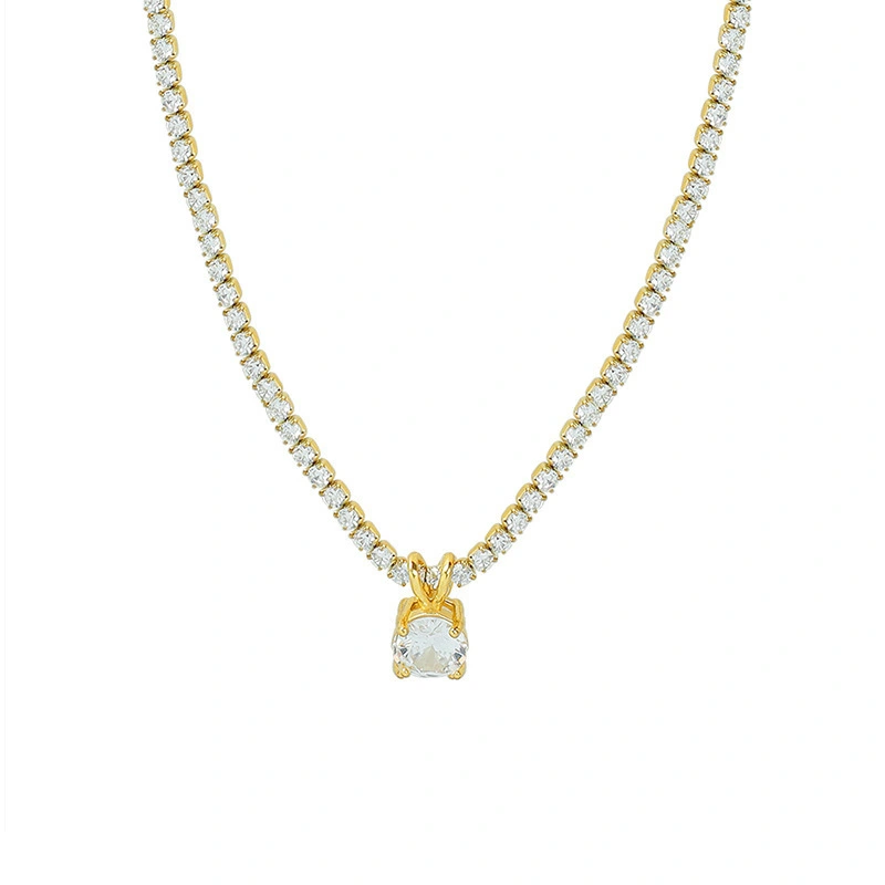 Manufacturer Wholesale Fashion Fashionable Stainless Steel Gold-plated Zircon Pendant Necklace Luxury Women's Necklace 1