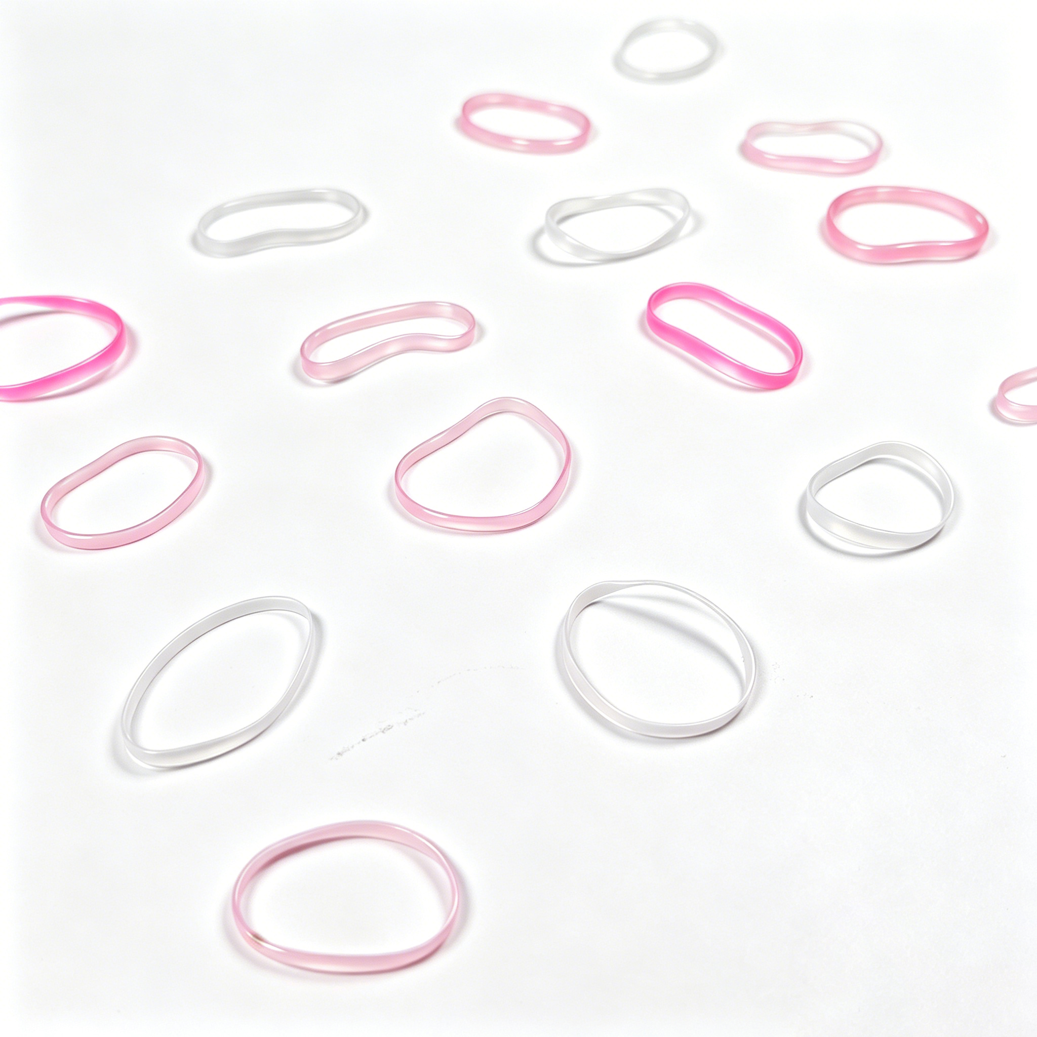 TPR Hair Ties, Pink & White High Elastic Ponytail Bands – Bulk Wholesale 1
