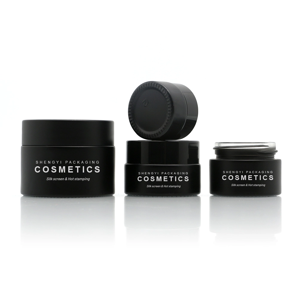 Black Frosted Glass Cosmetic Cream Jar in Various Sizes - 5g-100g 1
