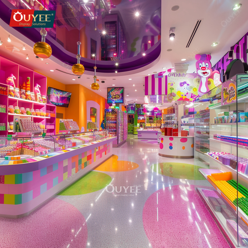 Led Candy Display Racks Chocolate Showcase Sweet Shop Counter Design Rotating Candy Display ...