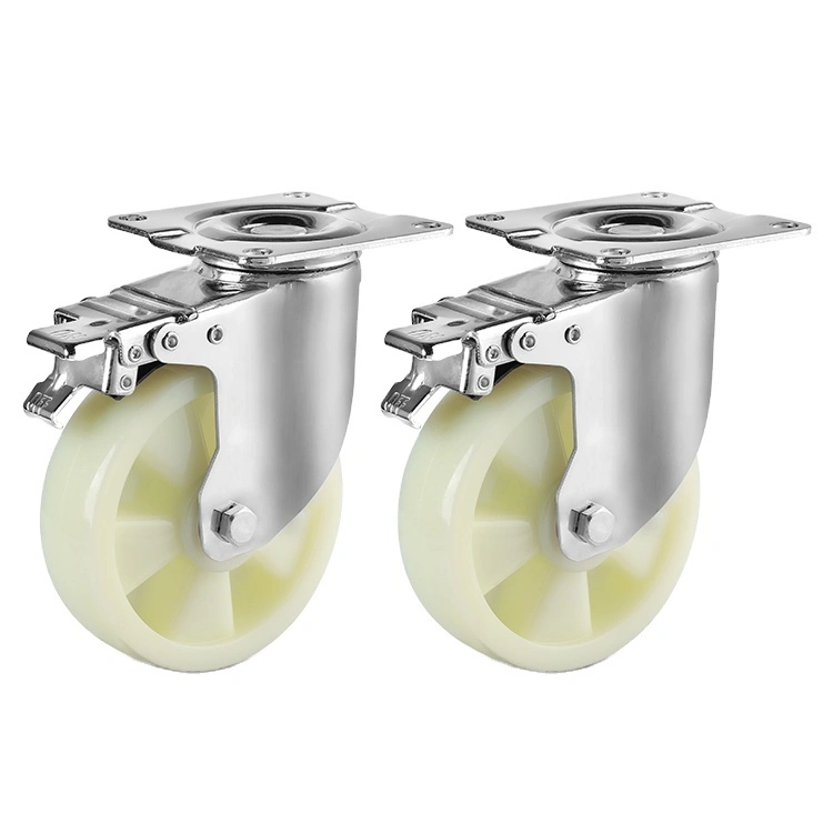 China Supplier 3/4/5 /6 Inch Casters Medium Heavy Duty White Pp Casters Double Ball Race Swivel Head 6 Inch With Brake 1