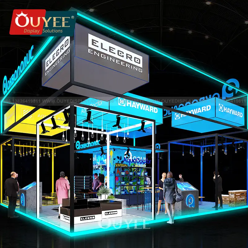 Stand publicitaire à structure en aluminium avec éclairage LED pour salon professionnel 1