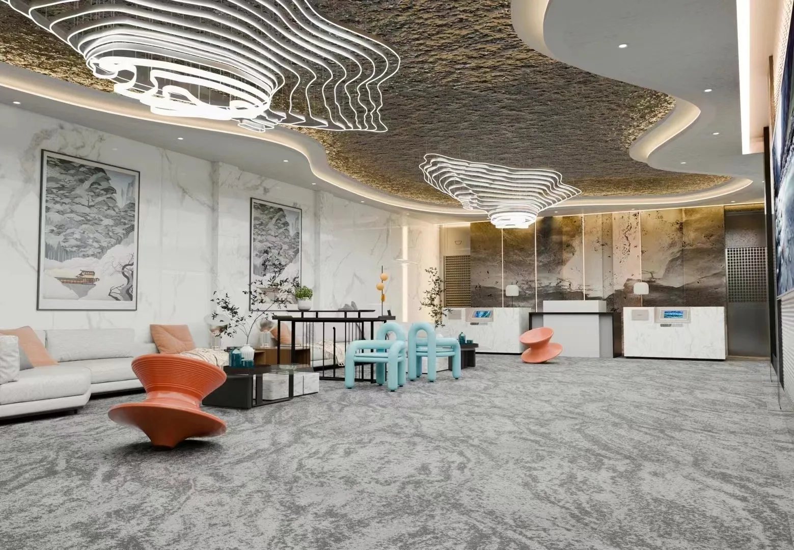 Custom Loop Pile Polypropylene Carpet Tile 50x50 cm Office Tile 7