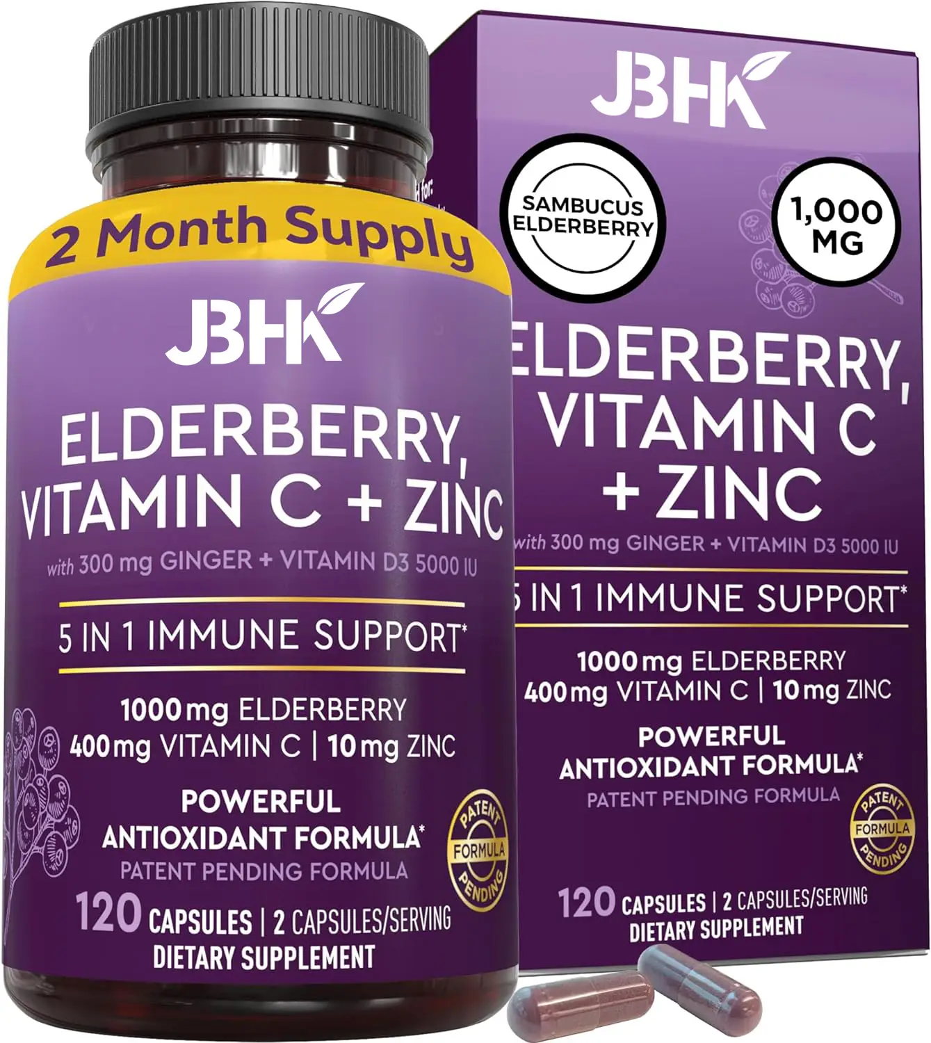OEM/ODM C+Zinc Sambucus D3 5K IU Caps Adults WtLoss 1