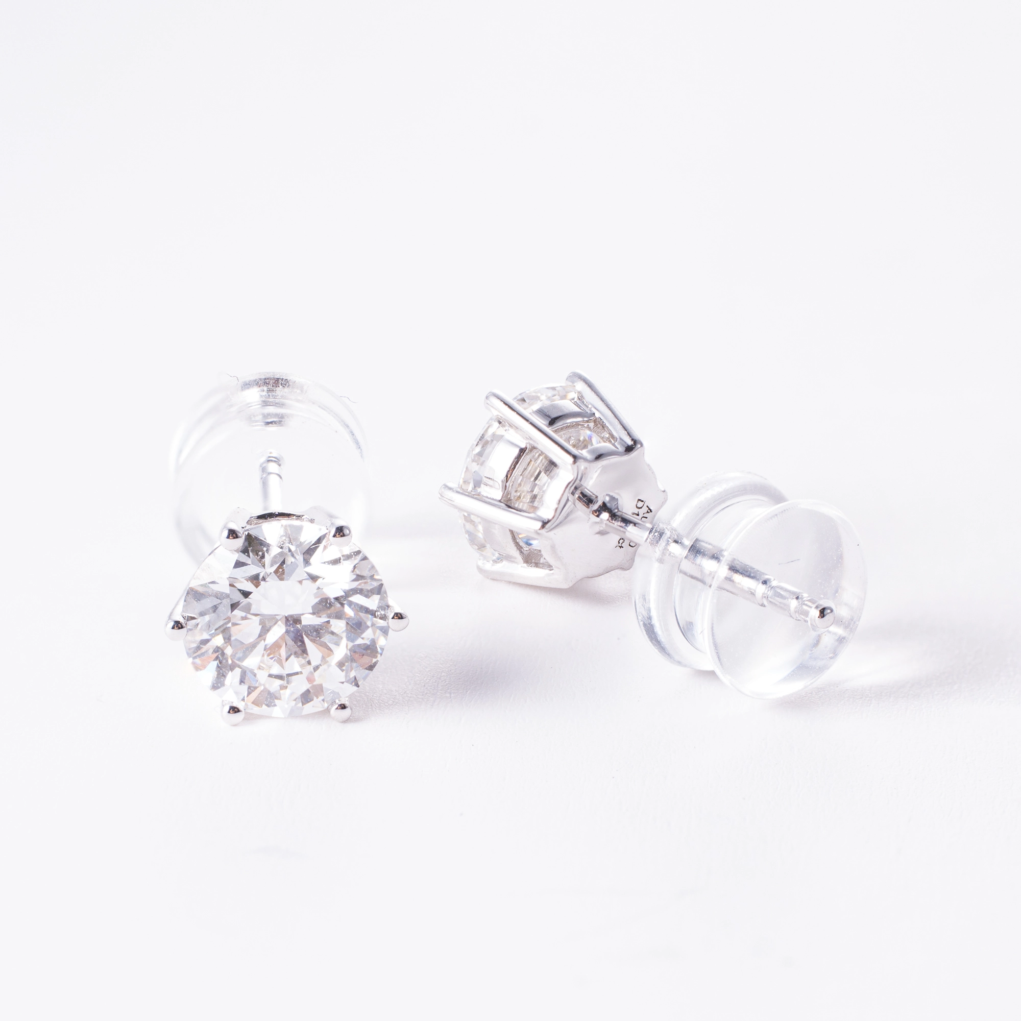 14k/18k Solid Gold Lab Grown Diamond Earrings Classic Six Claws Studs Round Brilliant Cut Cvd 1