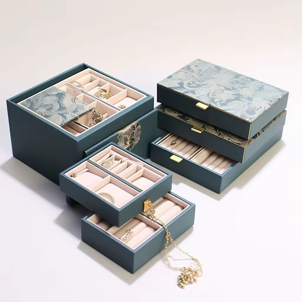 Custom Logo Double Layer Portable Jewelry Box Drawer for Necklace & Earring Storage 1