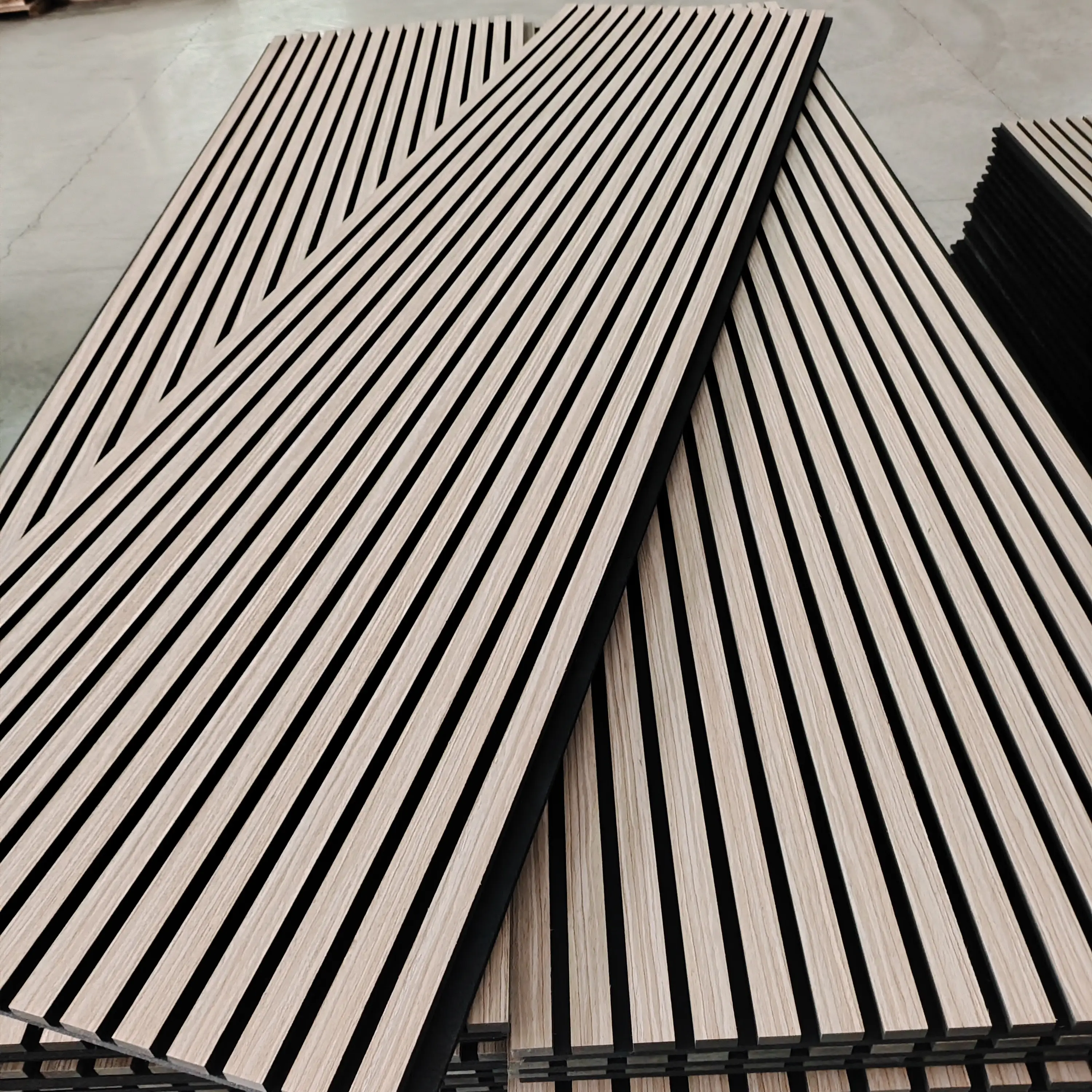 MDF Wood Slat Acoustic Wall Panels, Polyester Fiber Sound-Absorbing Boards Walnut 1