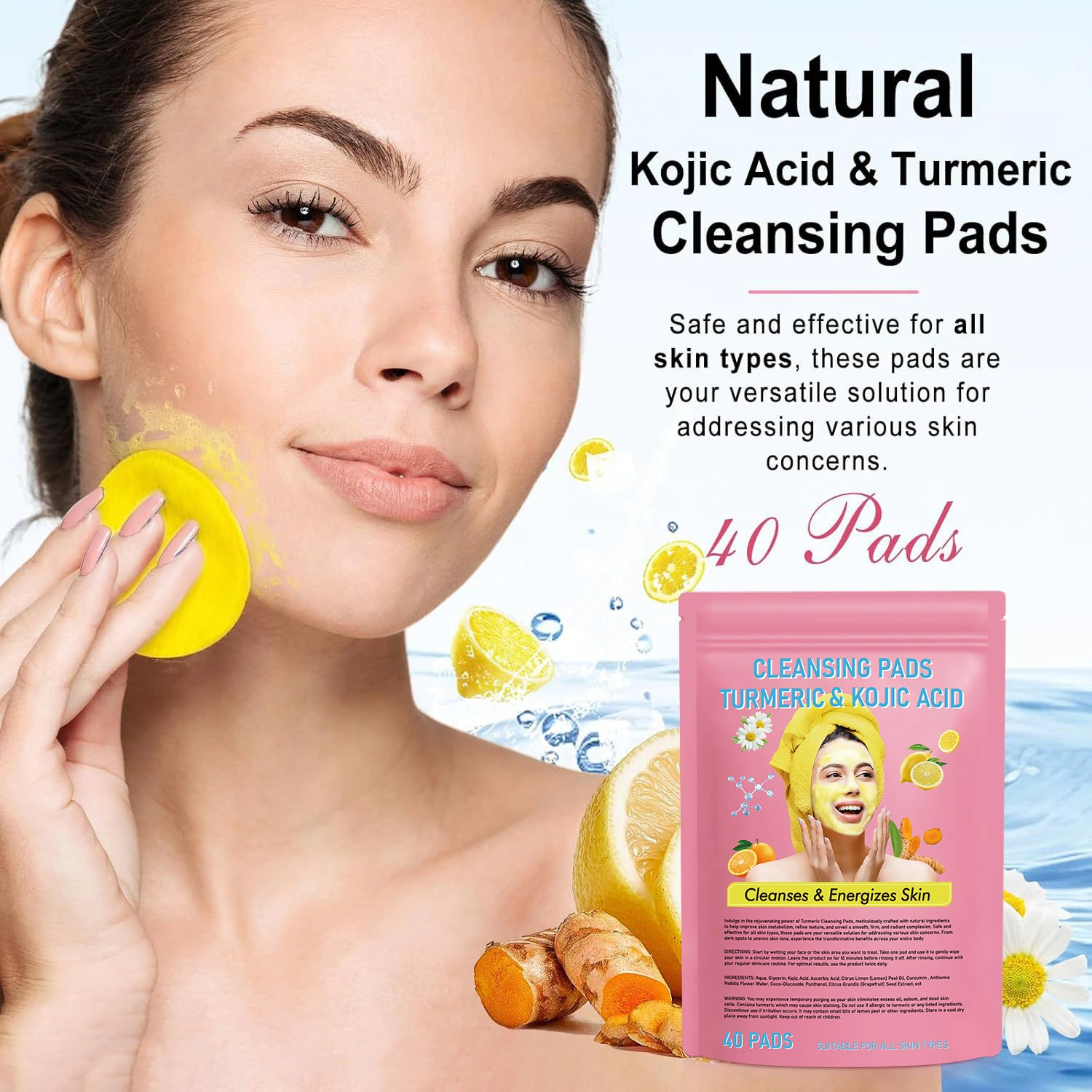 Wholesale Natural Kojic Acid Turmeric Cotton Cleansing Pads For All Skin Types Makeup Remover Custom Logo Oem/odm Brand Abundant 1