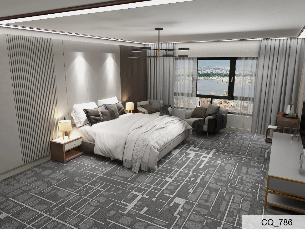 Tappeto per hotel a pelo tagliato antimacchia, prodotto in Cina nel 2024. 7