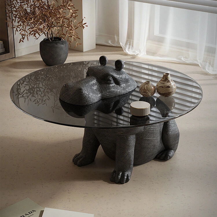 New Italian Minimalist Design Creative Modern Smoky Grey Metal Animal Hippocampus Coffee Table 1