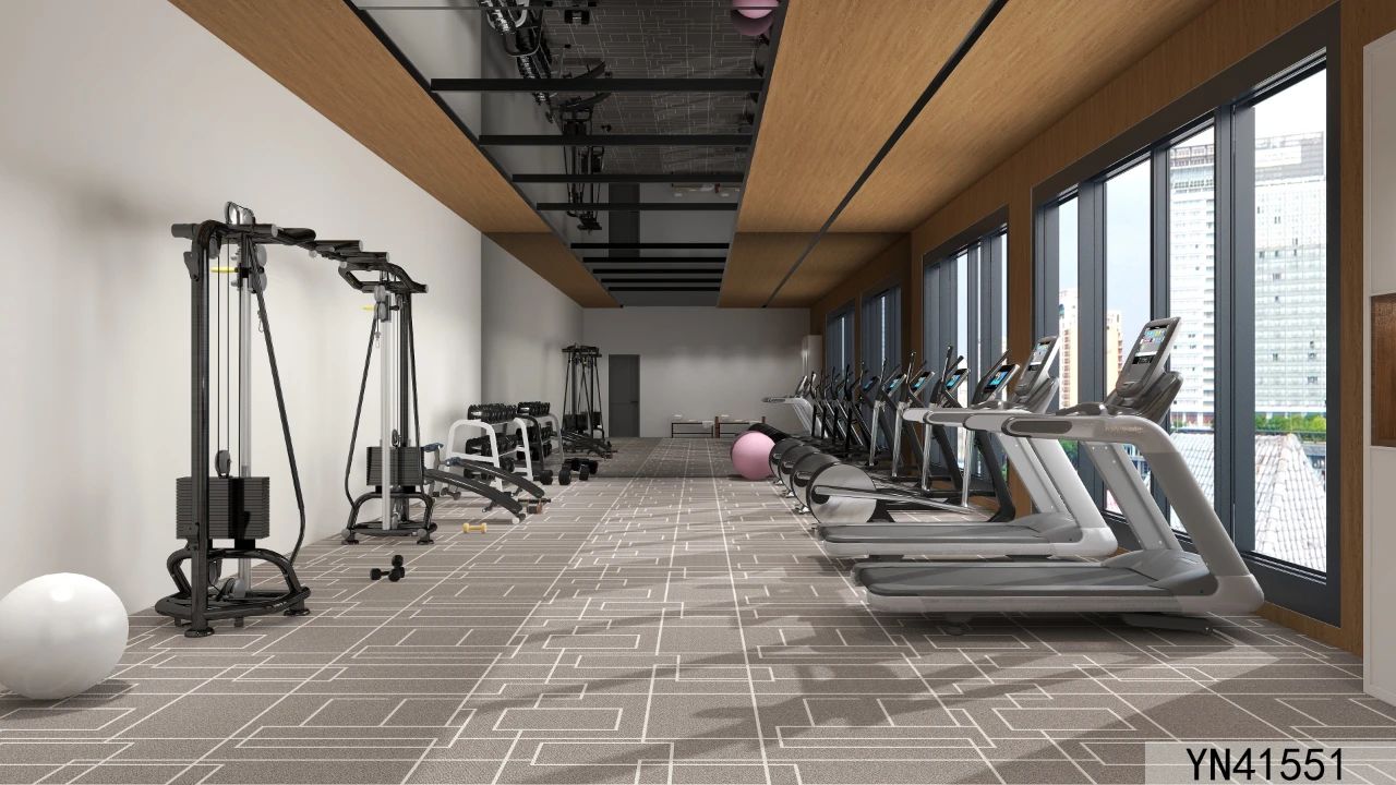 Customized Noise-Reducing Wool & Nylon Gym Carpet, Axminster 4