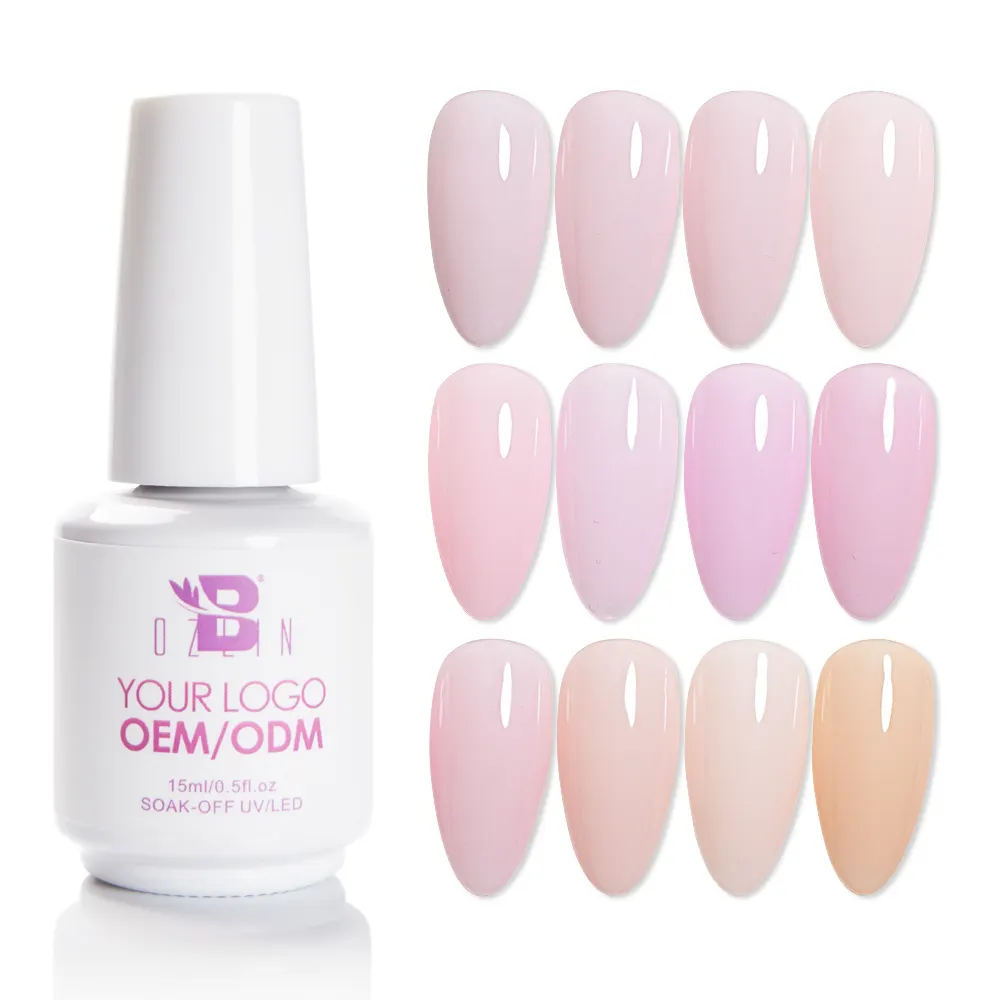 Sheer Milky Pink Nude Transparent Gel Nail Polish UV LED Gel Varnish 15ml 1