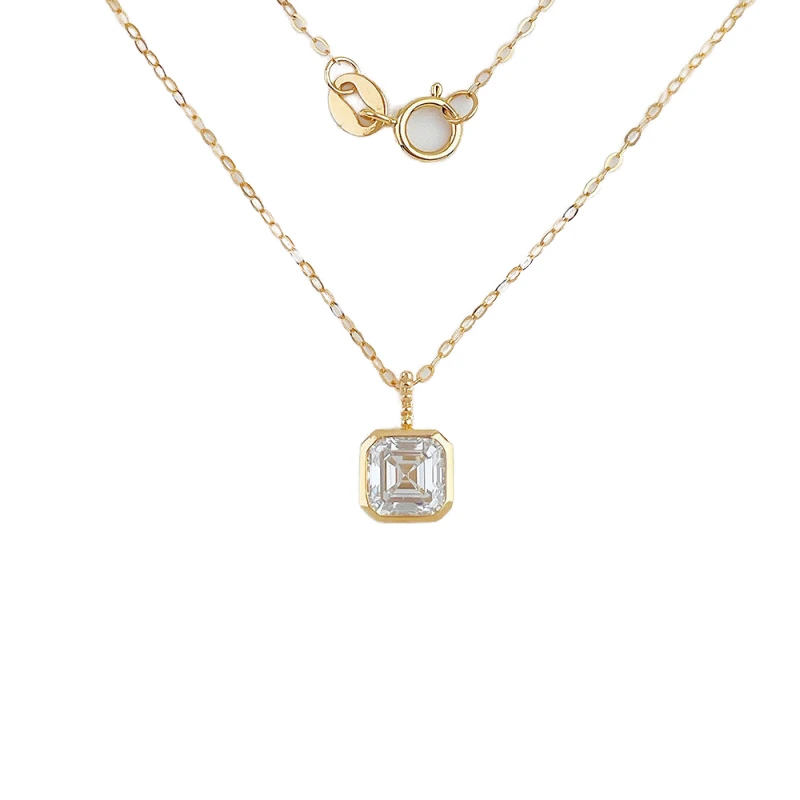 قلادة ألماس من Dk Lab grown، مقطوعة Asscher، مصنوعة من ذهب عيار 18 قيراطًا، بتصميم بسيط، هدية للحفلات، عرض من المصنع مباشرة 1