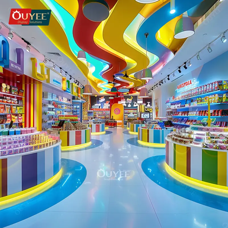 Wandmontiertes Süßwarenregal für Schokoladengeschäfte und Snacktheken 1