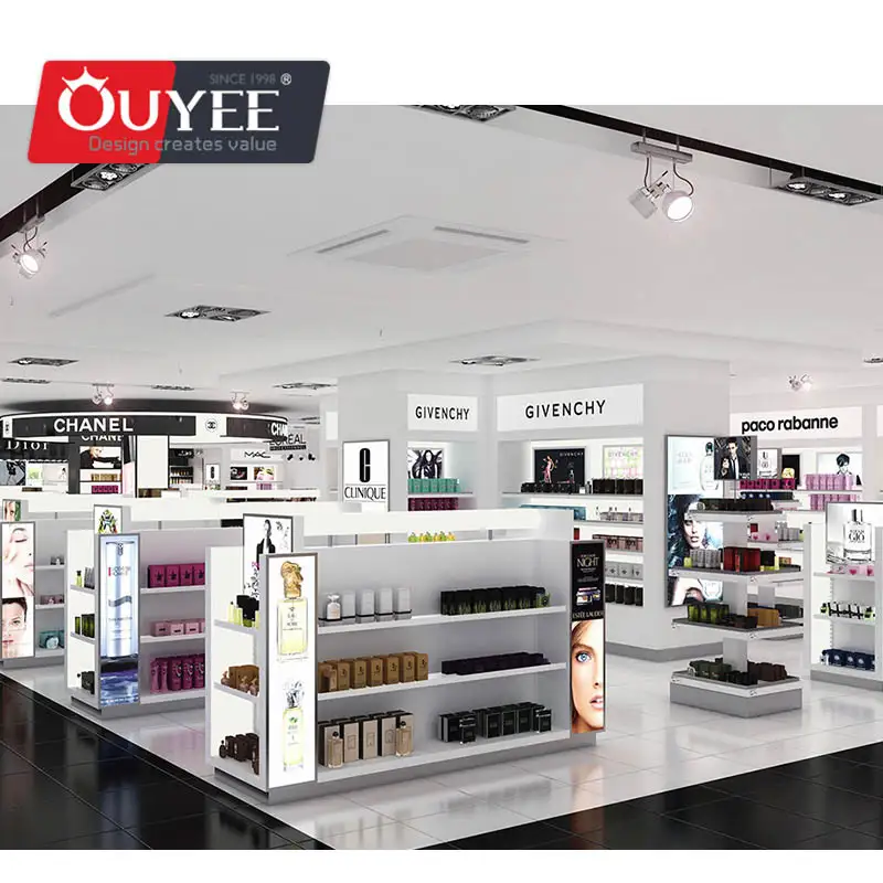 Vitrine de madeira personalizada para loja de perfumes 1