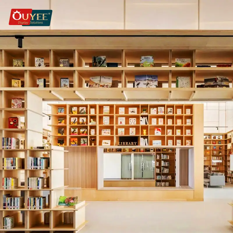 رف عرض خشبي - رف كتب ذهبي ورف مكتبة معدني 1