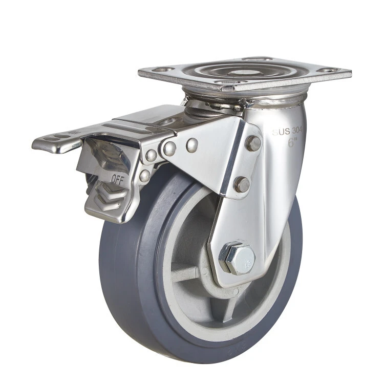 100mm 125mm 150mm 200mm Swivel Brake 304 Stainless Industrial Caster Wheel 4/5/6/8inch Stainless Steel Caster 1