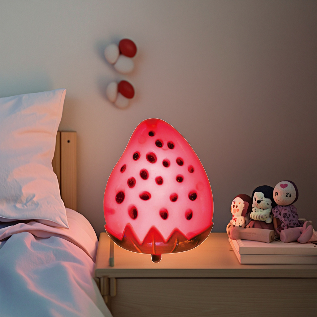 OEM Cartoon Strawberry Led Night Light W005 With Switch 0.6W 110V 220V ABS Wall Night Light Lamp For Bedroom Kids Lamp 1