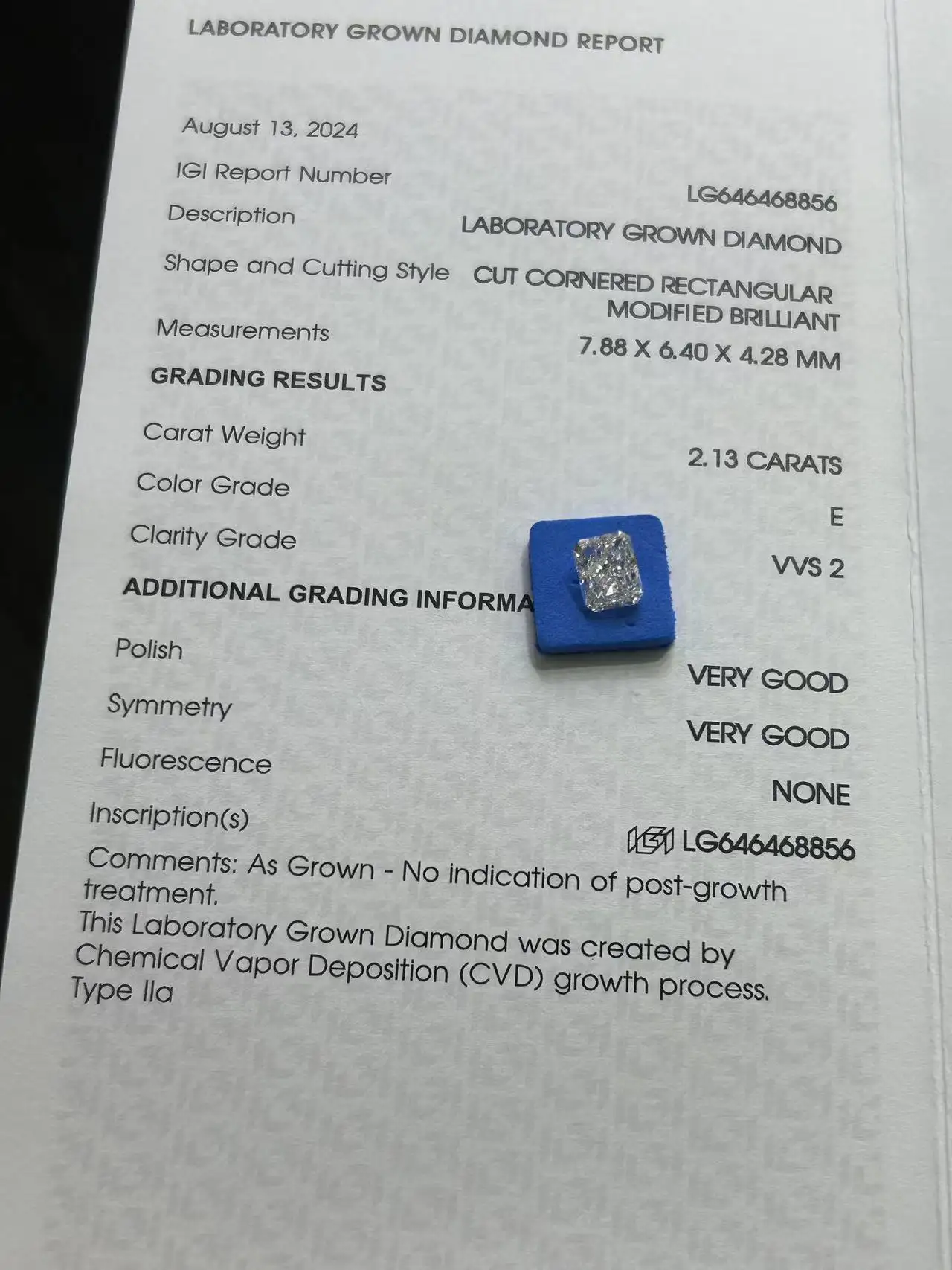 High-quality Radiant Cut Lab Created Diamond Company 3