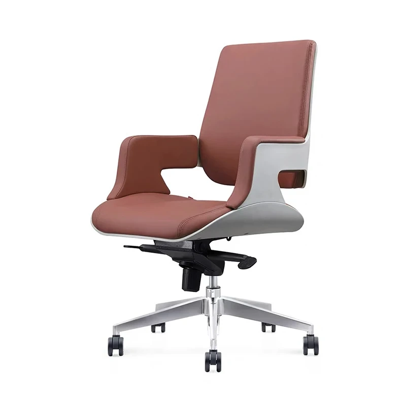 เก้าอี้สำนักงานหนังทรงกลางแบบร่วมสมัยสำหรับผู้บริหาร 1