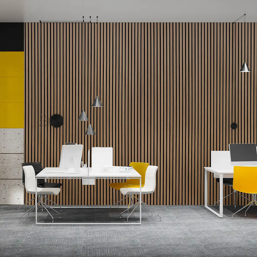 Természetes fa akusztikus lécpanelek 3D modellezéssel szállodák, apartmanok, kórházak számára 1