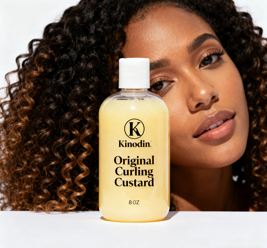Marca própria Kinodin Gel de creme para cachos à base de ervas com fixação forte, 8 oz, ingredientes naturais personalizados, sem álcool, moldagem/modelagem 1