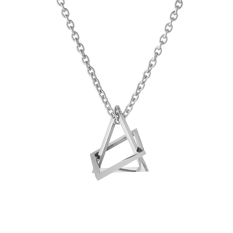 Manufacturer Wholesale Fashionable Triangle-shaped Quadrangle Pendant Necklace Men And Women General Exquisite Necklace 1