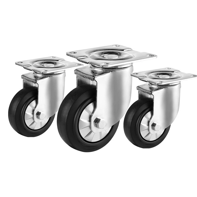 4 5 Inch Black Mid Heavy Duty Hi-elastic Tpr Caster Top Plate Swivel Trolley Wheels Industrial Casters 1