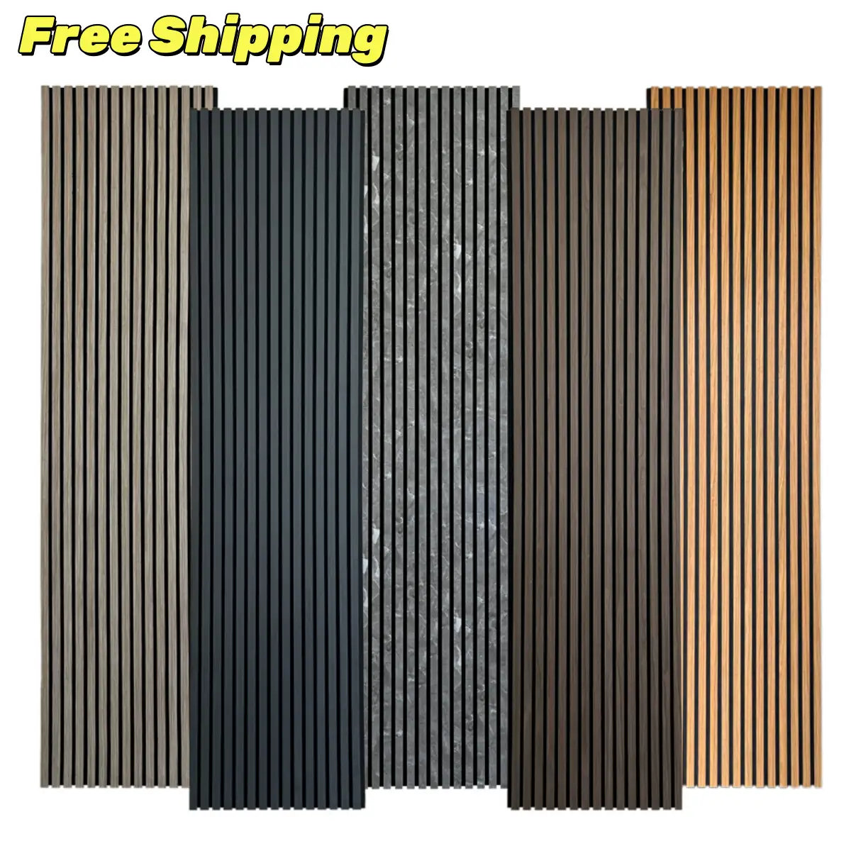 Wood Slat Acoustic Panel 2x8ft with Soundproofing and PET Felt Backing 1