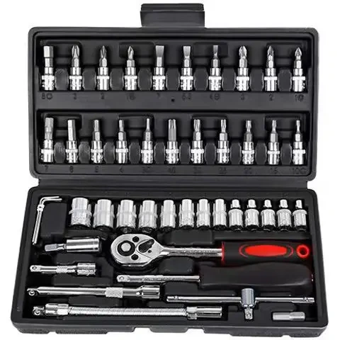 46-in-1 Combination Auto Repair Toolbox Includes Rachet Wrench Set Other Hardware Tools For Car Tools Juegos De Herramientas 1